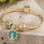 Sterling Silver Energetic Flourish Charms Bracelet Set In 14K Gold Plated (Includes bracelet and all charms shown)