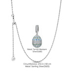 Sterling Silver Adjustable Rope Chain Necklace With Slider Clasp Sapphire Serenade Charm Necklace Set In White Gold Plated