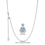 Sterling Silver Adjustable Rope Chain Necklace with Slider Clasp Luxury Crab Charms Necklace Set In White Gold Plated