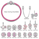 Sterling Silver Pastel Oceanic Dreams Charms Bracelet Set In White Gold Plated (Includes bracelet and all charms shown)