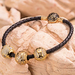 Sterling Silver Twinkling Star Charms Bracelet Set With Enamel In 14K Gold Plated (Includes bracelet and all charms shown)