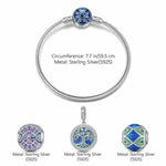 Sterling Silver Tree of Rebirth Charms Bracelet Set With Enamel In White Gold Plated (Includes bracelet and all charms shown)