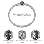 Sterling Silver XL Size Mechanical Future Charms Bracelet Set With Enamel In White Gold Plated For Men (Includes bracelet and all charms shown)