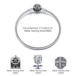 Sterling Silver Elf Castle Charms Bracelet Set With Enamel In White Gold Plated (Includes bracelet and all charms shown)