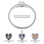 Sterling Silver Evil's Entrapment Charms Bracelet Set With Enamel In White Gold Plated (Includes bracelet and all charms shown)