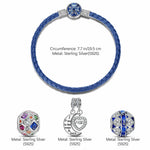 Sterling Silver Love You To the Moon Charms Bracelet Set With Enamel In White Gold Plated (Includes bracelet and all charms shown)