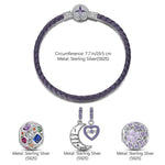 Sterling Silver Love You To the Moon Charms Bracelet Set With Enamel In White Gold Plated (Includes bracelet and all charms shown)