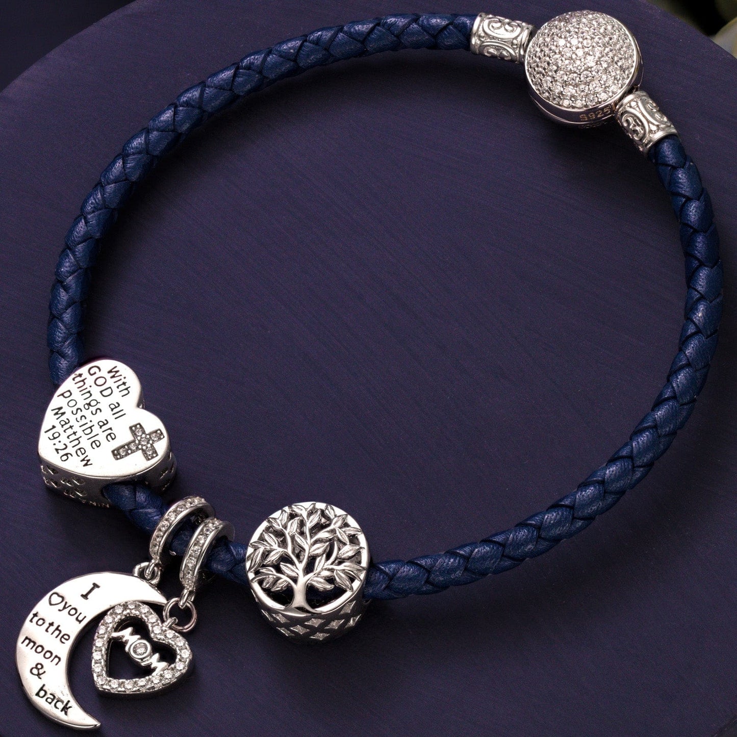 Sterling Silver My Love My Root Charms Bracelet Set In White Gold Plated (Includes bracelet and all charms shown)