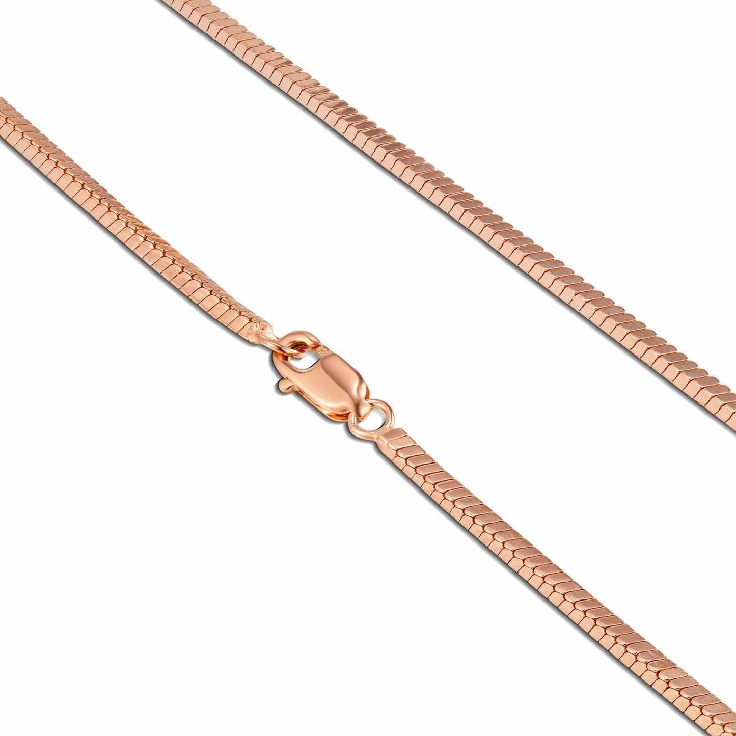 Sterling Silver Flexible Snake Chain Necklace In Rose Gold Plated