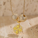 Sterling Silver Blooming Necklace Set In 14K Gold Plated
