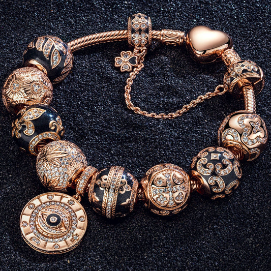 gona- [💥As @evy_onelove's Pick] Memories Of Versailles Tarnish-resistant Silver Charms Bracelet Set With Enamel In Rose Gold Plated (Includes bracelet and all charms shown)