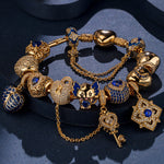 Sterling Silver Ethereal Glow of September Charms Bracelet Set With Enamel In 14K Gold Plated (Includes bracelet and all charms shown)
