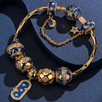 Sterling Silver Starlight Blessings Charms Bracelet Set With Enamel In 14K Gold Plated (Includes bracelet and all charms shown)