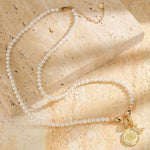 Winning Edge Tarnish-resistant Silver Pearl Necklace Set In 14K Gold Plated