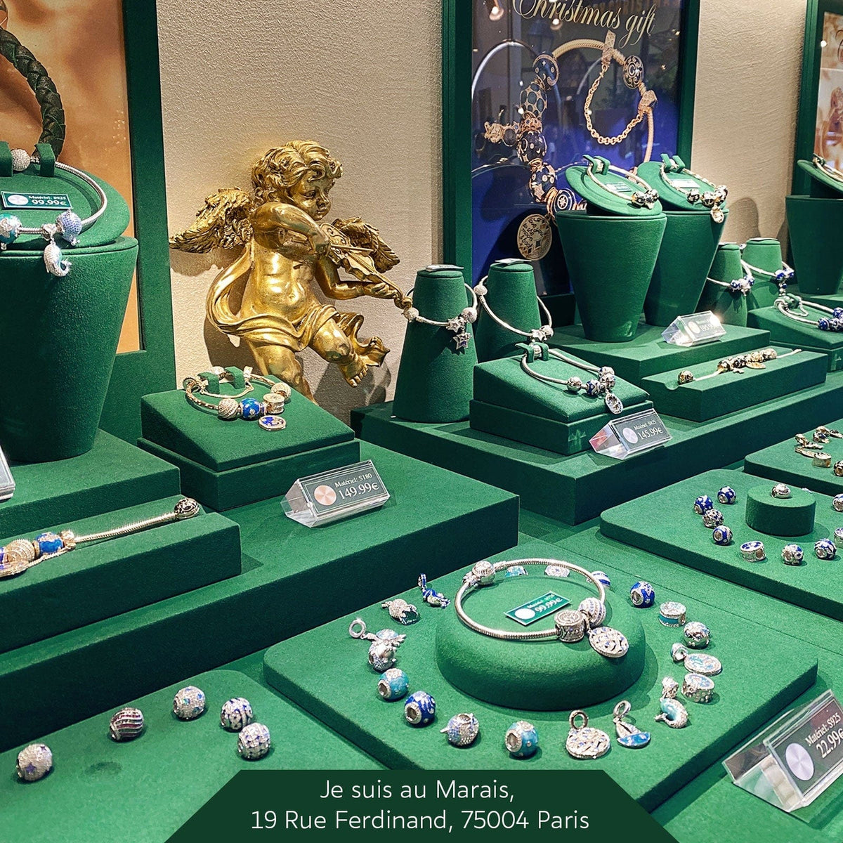 Sterling Silver Colourful Christmas Charms Bracelet Set In 14K Gold Plated (Includes bracelet and all charms shown)