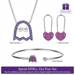 Halloween Treats Exclusive: Spend Over $500 In A Single Purchase To Get This Sterling Silver Monster Mash Necklace and Bracelet and Earrings Set In White Gold Plated For FREE - (Ships With Order, No Need To Add To Cart)
