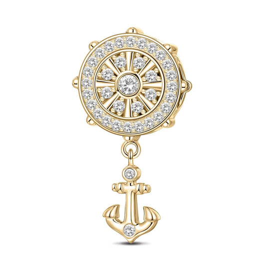 gona- Anchor And Helm Tarnish-resistant Silver Dangle Charms In 14K Gold Plated - GONA