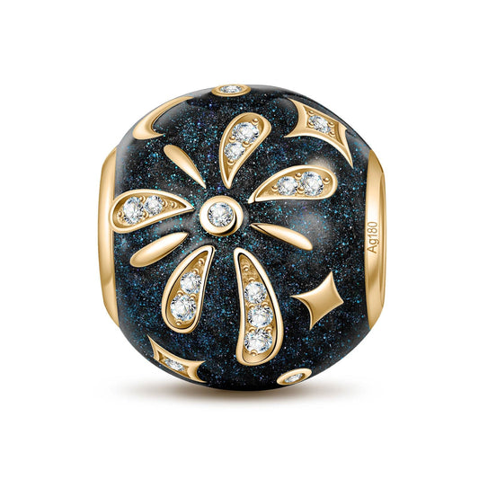 gona- Blossoming Light Tarnish-resistant Silver Charms With Enamel In 14K Gold Plated - GONA