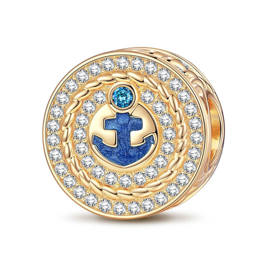 gona- Blue CaptaIn And His Anchor Tarnish-resistant Silver Charms With Enamel In 14K Gold Plated - GONA