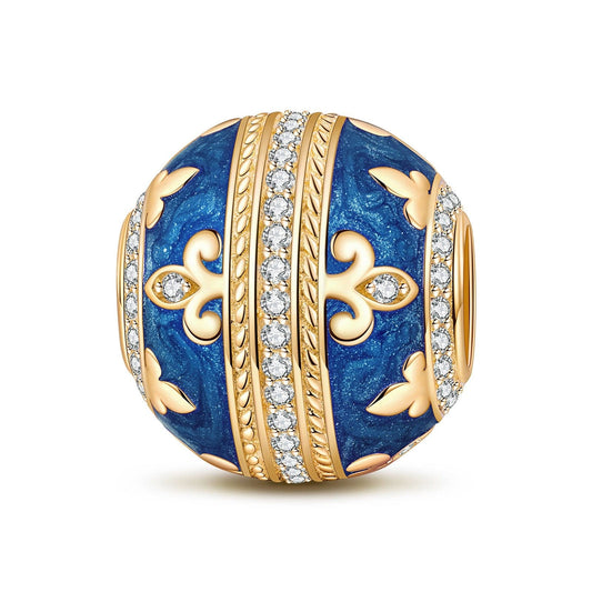 gona- Blue Iris Tarnish-resistant Silver Charms With Enamel In 14K Gold Plated - GONA