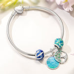 Blue Light Boats Tarnish-resistant Silver Charms With Enamel In White Gold Plated - GONA
