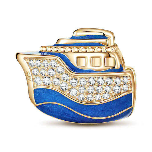 gona- Blue Luxury Cruise Tarnish-resistant Silver Charms With Enamel In 14K Gold Plated - GONA