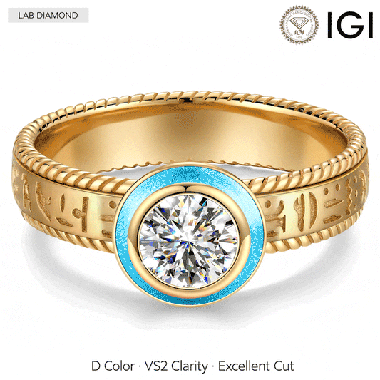 gona- IGI Certified Lab-Grown Round Brilliant Cut Diamond - Solitaire Classic Engagement Ring 14K Yellow Gold Plated (Includes IGI Certification from International Gemological Institute)